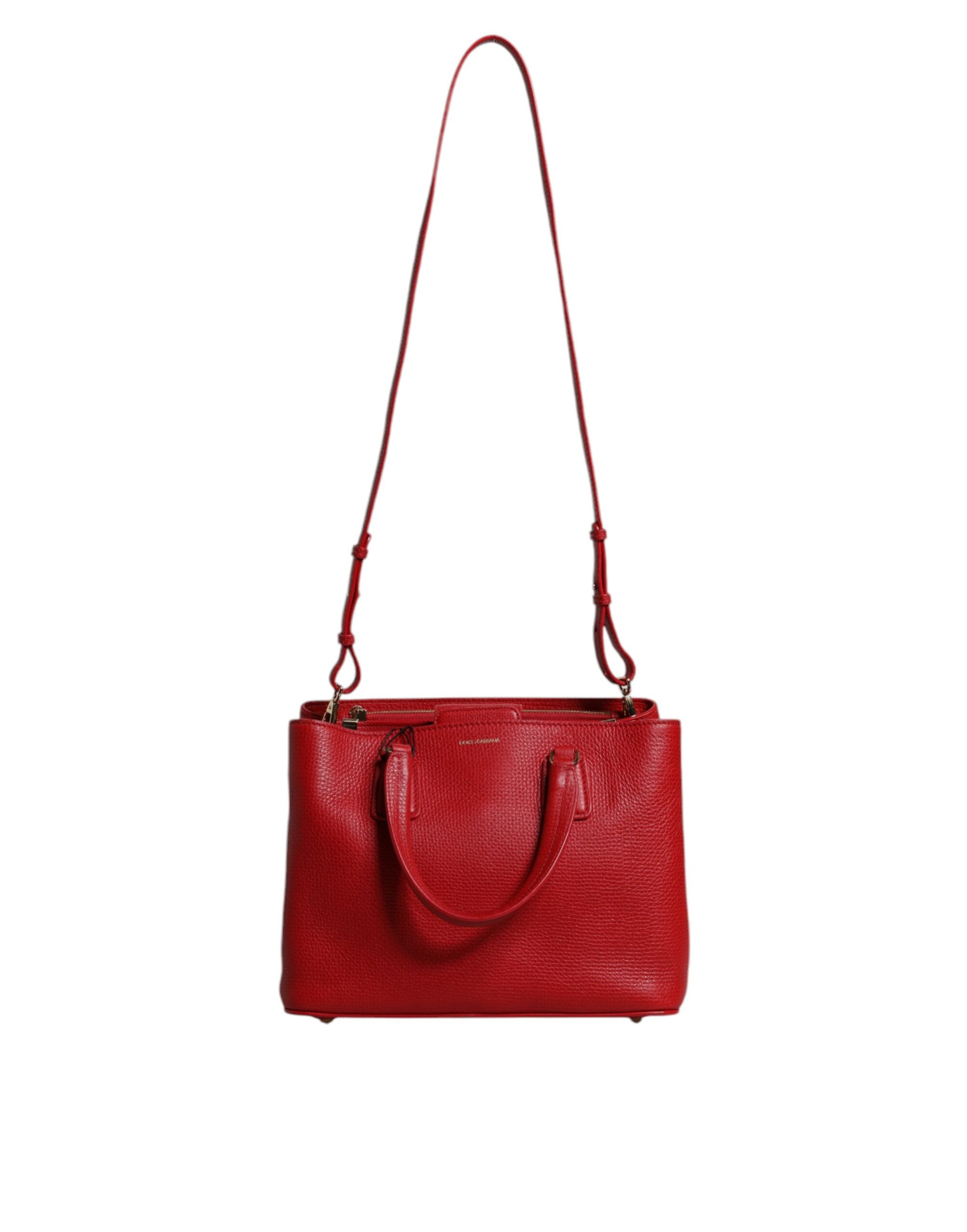 Dolce & Gabbana Red Calfskin Leather Shoulder Top Handle Bag