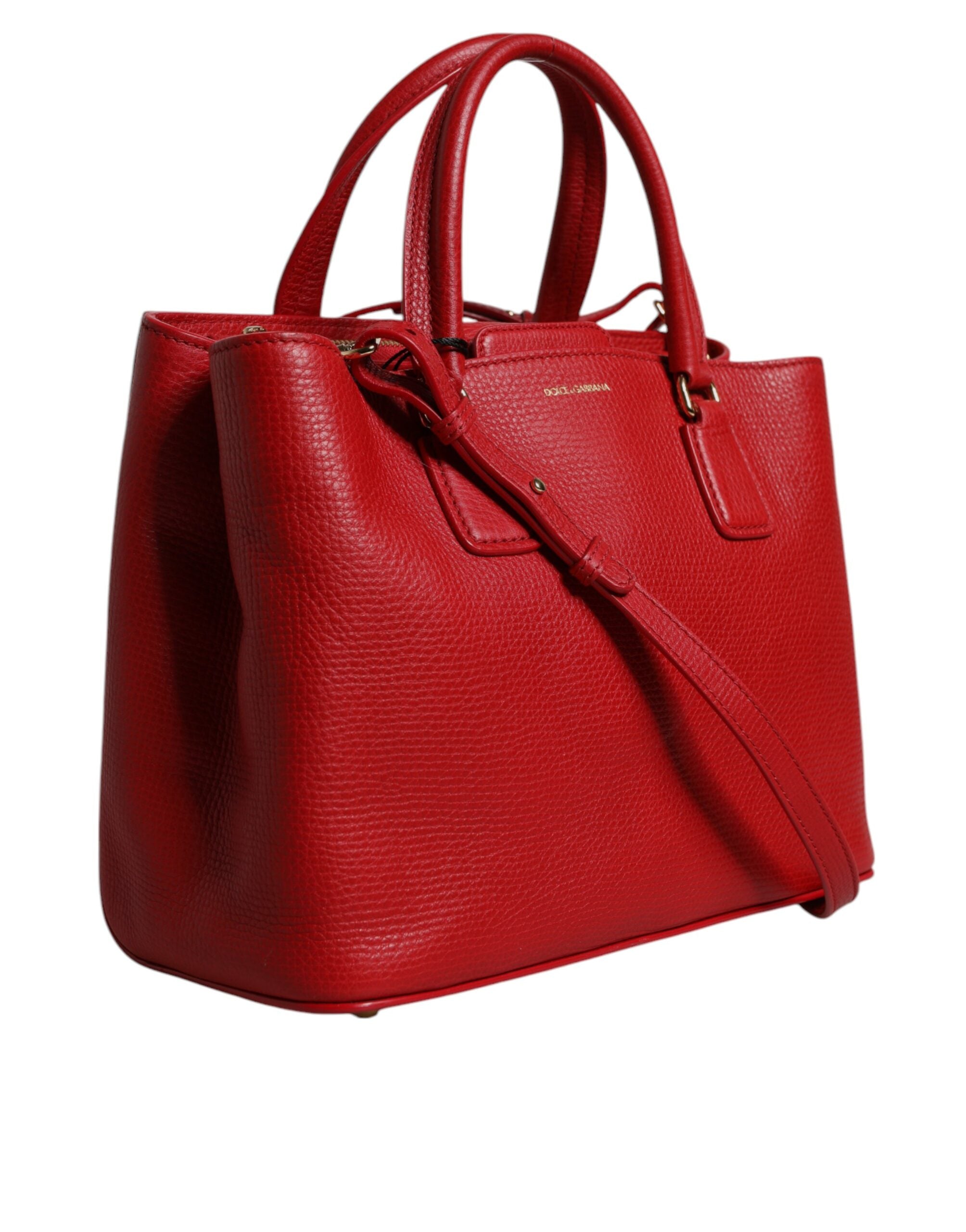 Dolce & Gabbana Red Calfskin Leather Shoulder Top Handle Bag