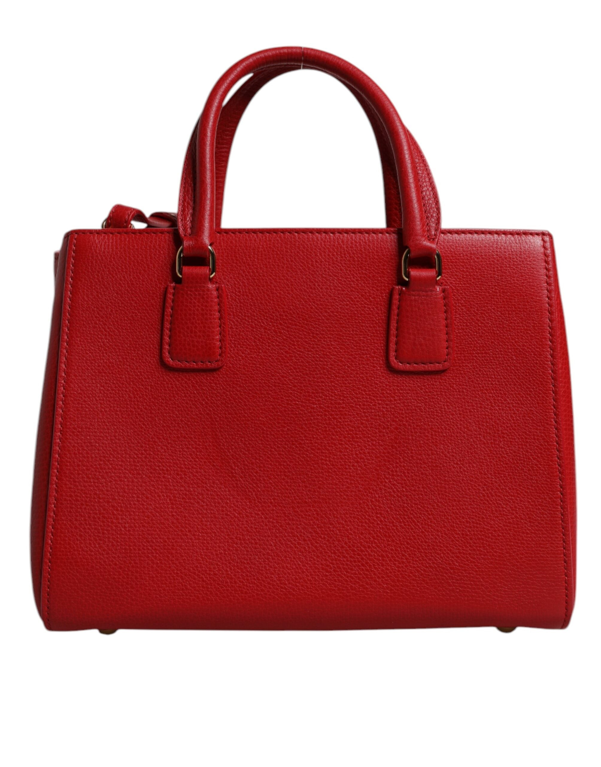 Dolce & Gabbana Red Calfskin Leather Shoulder Top Handle Bag