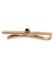Dolce & Gabbana Black Sapphire Gold Tone Brass Tie Clip Bar