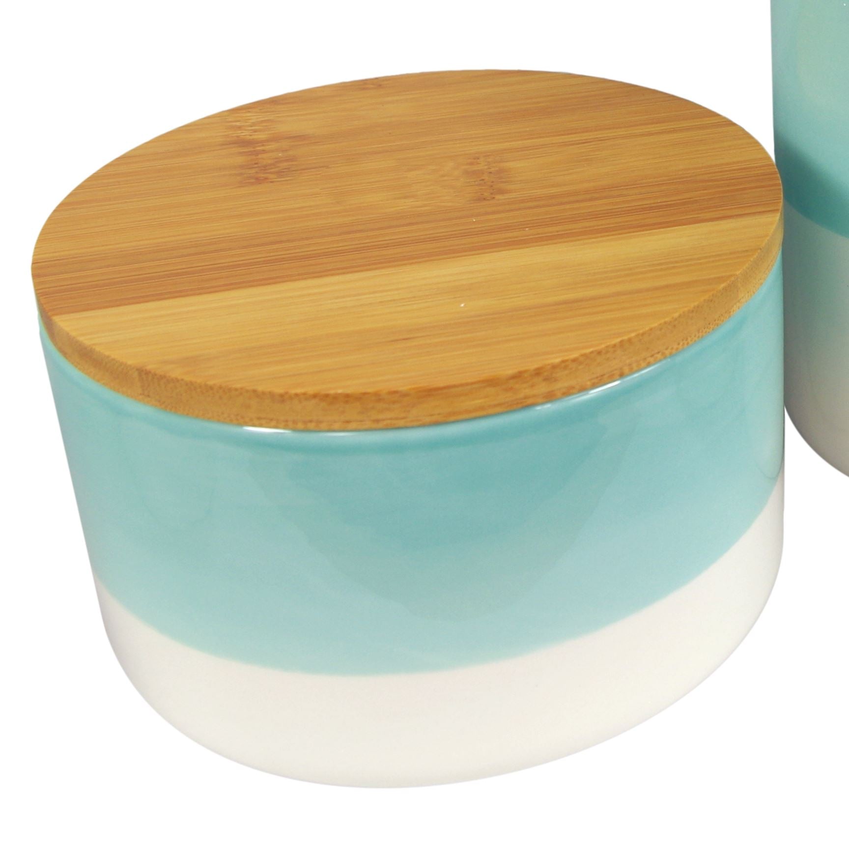 Ceramic Storage Jars Kitchen Canisters Lids Aqua Green 20cm Set 3-4