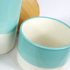 Ceramic Storage Jars Kitchen Canisters Lids Aqua Green 20cm Set 3-1